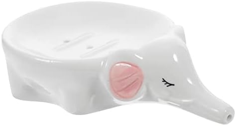 Ciieeo Ceramic Elephant Soap Holder with Drainage Holes