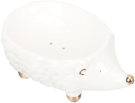 Ciieeo Hedgehog Ceramic Soap Holder Cute Cartoon Animal Bathroom Sink Storage