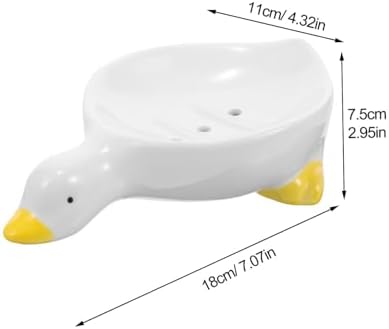 Ciieeo Duck Soap Case Self Draining Holder Ceramic Dish