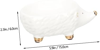 Ciieeo Hedgehog Ceramic Soap Holder Cute Cartoon Animal Bathroom Sink Storage