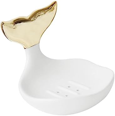 Unomor Mermaid Ceramic Soap Dish Bath Tub Organizer