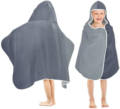 Blue Grey Gradient Kids Bath Towels with Hood