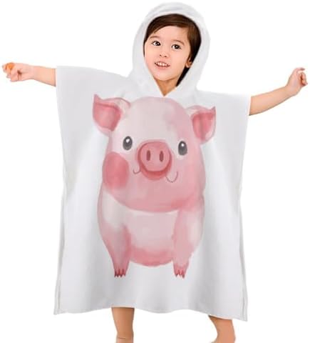 Kids Hooded Towel with Pig Print for Boys Girls