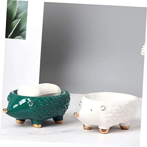 VOSAREA Ceramic Soap Stand Draining Holder for Bathroom Kitchen