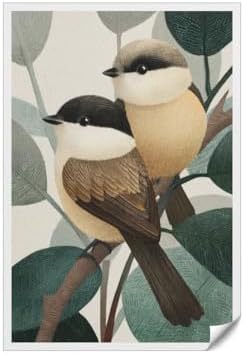 JKQUTZPUE Unframed Canvas Art Two Birds Facing Each Other