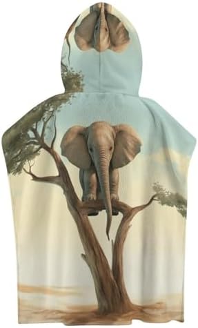 Kids Hooded Beach Towel with Elephant Print