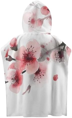 Kids Hooded Bath Towel with Cherry Florals Print