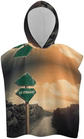 Kids Hooded Beach Towel with Road Print