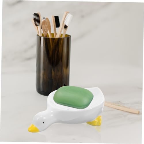 Ciieeo Duck Soap Case Self Draining Holder Ceramic Dish