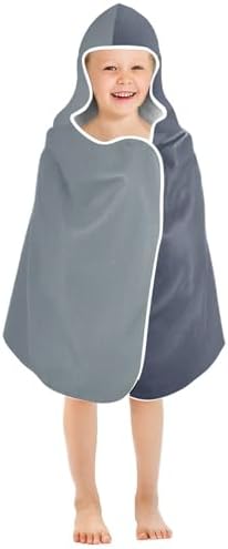 Blue Grey Gradient Kids Bath Towels with Hood
