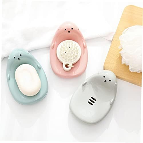 Ciieeo Round Cartoon Soap Holder for Kids Bathroom