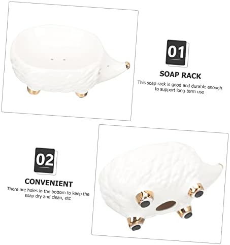 Hedgehog Shaped Ceramic Soap Holder for Kitchen Bathroom