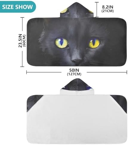 Black Cat Kids Bath Towel 24x50 Inch Hooded Wrap