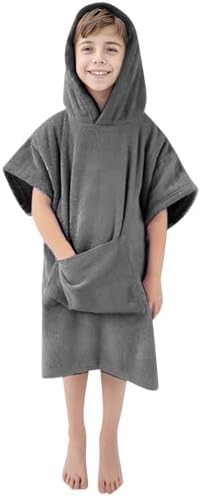 MissShorthair Kids Hooded Beach Towel with Pullover Design