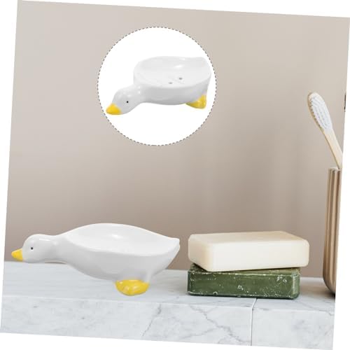 Ciieeo Duck Soap Case Self Draining Holder Ceramic Dish