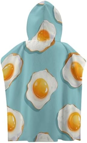 Kids Hooded Beach Towel with Blue Fried Egg Print