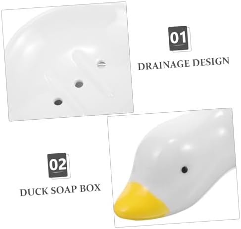 Ciieeo Duck Soap Case Self Draining Holder Ceramic Dish