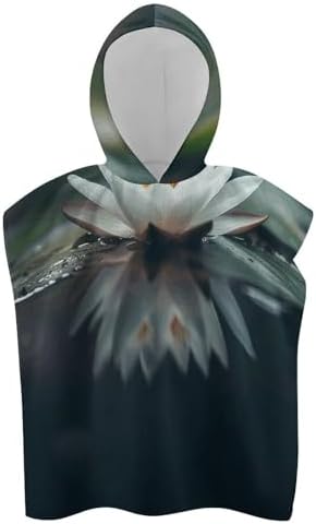 Kids Bath Towel with Hood Flowers on Pond Design