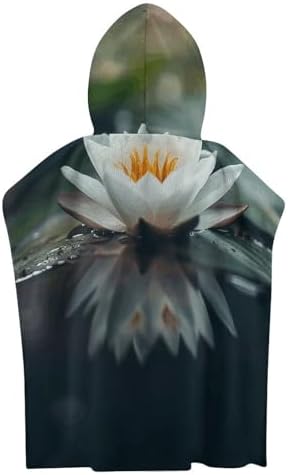 Kids Bath Towel with Hood Flowers on Pond Design