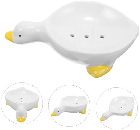 Ciieeo Duck Soap Case Self Draining Holder Ceramic Dish
