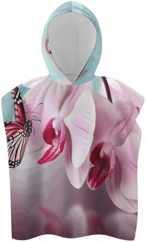 Kids Bath Towel with Hood and Butterfly Print