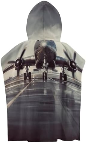 Kids Hooded Beach Towel with Airplane Design