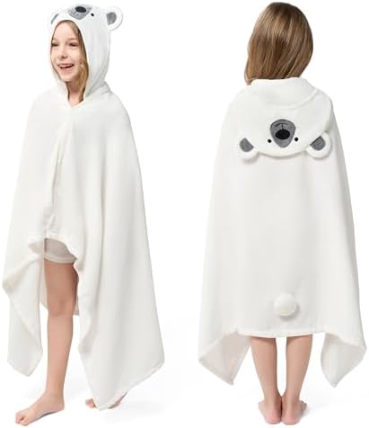 Joiedomi Hooded Towel for Kids 30 x 50 White Bear