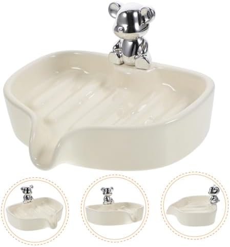 Bear Soap Holder Ceramic Draining Tray for Bathroom