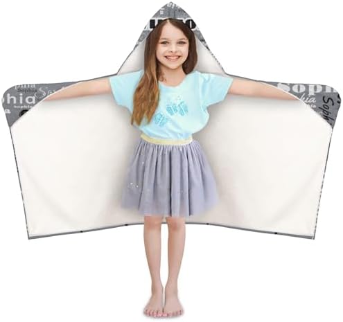 Personalized Kids Hooded Towel with Name Grey