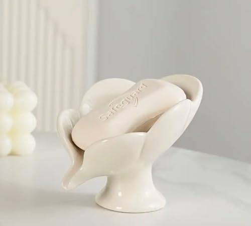 White Ceramic Leaf-Shaped Soap Dish Holder