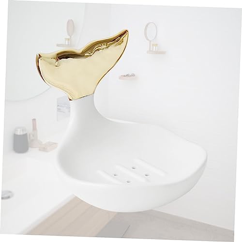 Unomor Mermaid Ceramic Soap Dish Bath Tub Organizer