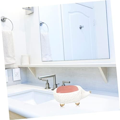 Cute Ceramic Hedgehog Soap Dish Bathroom Accessory Holder