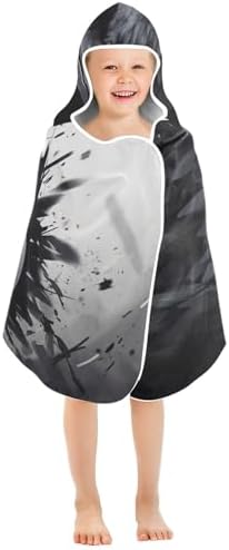 Crow Head Pattern Kids Bath Towel 24x50 Inch Hooded Towel for Children