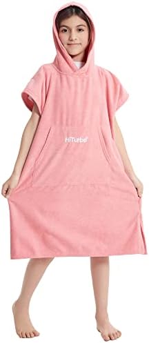 Hiturbo Kids Changing Towel Hoodie - Quick Dry Microfiber Bath Towel - Pink