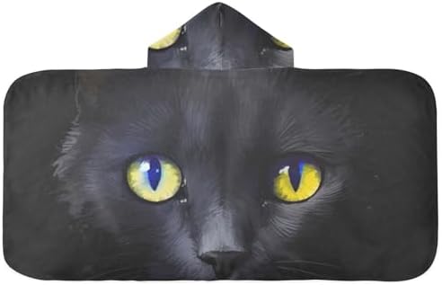 Black Cat Kids Bath Towel 24x50 Inch Hooded Wrap