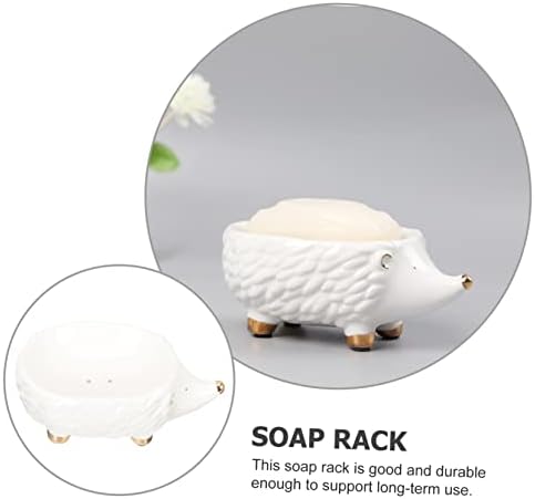 Ciieeo Hedgehog Ceramic Soap Holder Cute Cartoon Animal Bathroom Sink Storage