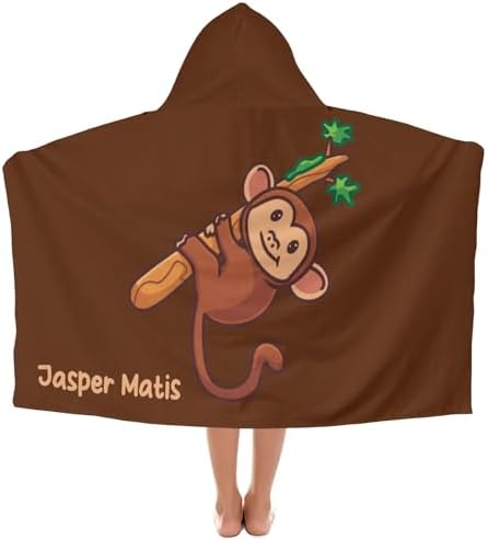 Deven Monkey Branches Personalized Hooded Bath Towel Wrap for Kids
