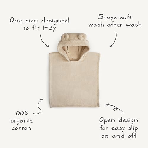 Mushie Poncho Towel for Kids Fog 1-3 Years