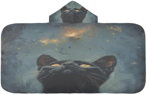 Cat Starry Sky Hooded Towel for Kids