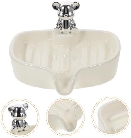 Bear Soap Holder Ceramic Draining Tray for Bathroom