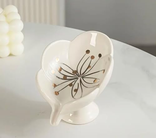 White Ceramic Leaf-Shaped Soap Dish Holder
