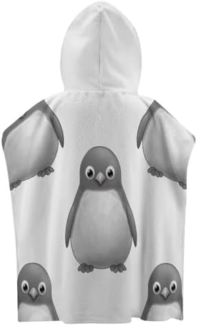 Kids Grey Penguin Print Hooded Bath Towel
