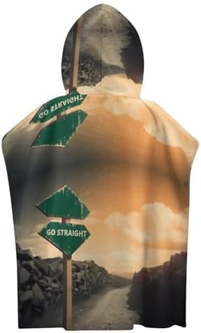 Kids Hooded Beach Towel with Road Print