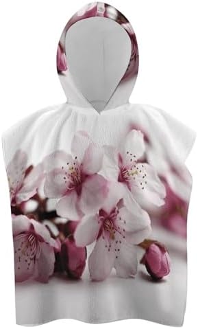 Peach Flower Printed Kids Hooded Beach Towel
