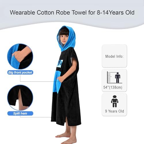 VOOVA MOVAS Black Cotton Hooded Towel for Teens