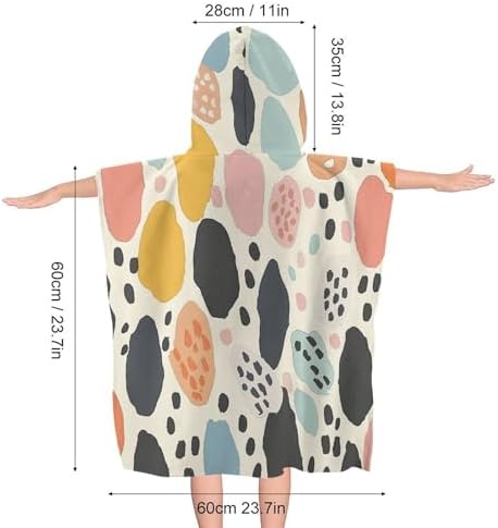 Kids Hooded Bath Towel with Dots and Circles