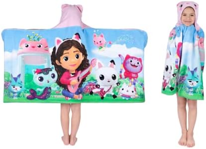Franco Kids DreamWorks Gabbys Dollhouse Hooded Bath Towel Wrap