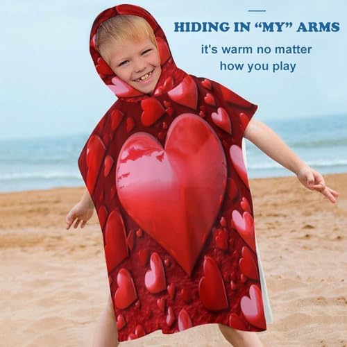 Kids Hooded Towel with Love Print