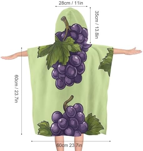YTDRZ Kids Hooded Bath Towel with Grapes Print