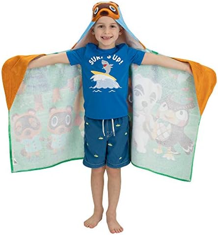 Franco Kids Bath Towel Wrap with Animal Crossing Design